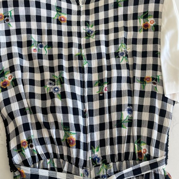 Vtg 80’s Black & White Floral Check Women’s One-Piece Romper by Allison-Che Sz 8 - Picture 6 of 11